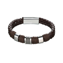Load image into Gallery viewer, Men Women Leather Titanium Steel Magnetic Braided Clasp Bracelet Bangle Jewelry