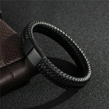 Load image into Gallery viewer, Men Women Leather Titanium Steel Magnetic Braided Clasp Bracelet Bangle Jewelry