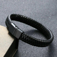 Load image into Gallery viewer, Men Women Leather Titanium Steel Magnetic Braided Clasp Bracelet Bangle Jewelry