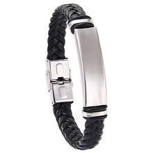 Load image into Gallery viewer, Men Women Leather Titanium Steel Magnetic Braided Clasp Bracelet Bangle Jewelry