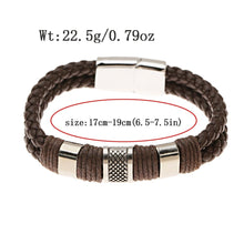 Load image into Gallery viewer, Men Women Leather Titanium Steel Magnetic Braided Clasp Bracelet Bangle Jewelry