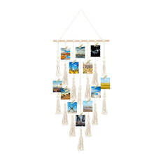 Load image into Gallery viewer, Sweeter Home Decor Macrame Woven Wall Hanging Photo Display with 30 Wood Clips