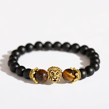 Load image into Gallery viewer, Vintage Crown Lion Head Bracelet Luxury Tiger Eye Stone Bead Bracelets Jewelry