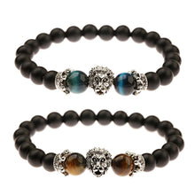 Load image into Gallery viewer, Vintage Crown Lion Head Bracelet Luxury Tiger Eye Stone Bead Bracelets Jewelry