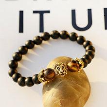 Load image into Gallery viewer, Vintage Crown Lion Head Bracelet Luxury Tiger Eye Stone Bead Bracelets Jewelry