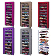 Load image into Gallery viewer, 10 Tier 9 Shelf Shoe Rack Shelf Saving Storage Closet Organizer Cabinet
