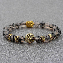 Load image into Gallery viewer, 2019 Gold Lion Buddha 8MM Natural Stone Beaded Women Men&#39;s Bracelets Gift
