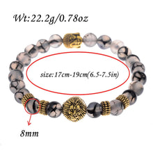 Load image into Gallery viewer, 2019 Gold Lion Buddha 8MM Natural Stone Beaded Women Men&#39;s Bracelets Gift
