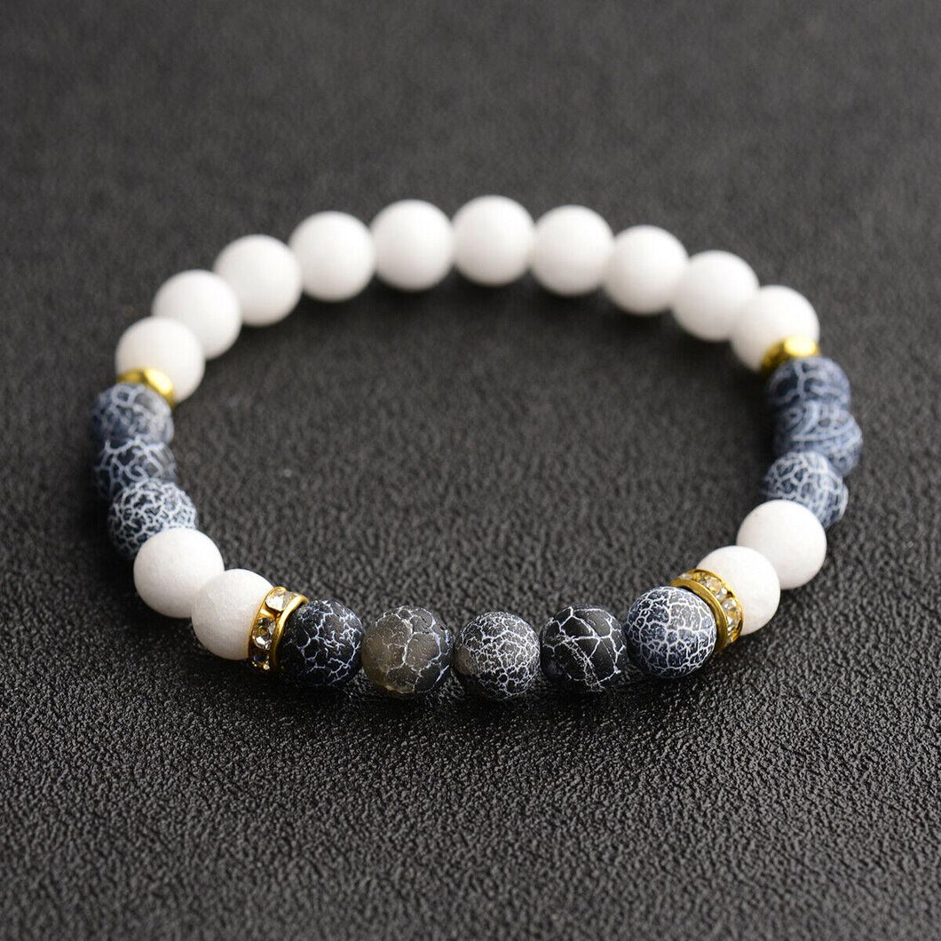 2019 Men Women 8mm Natural Stone Yoga Bead Charm Agate Stretch Charm Bracelets