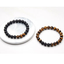 Load image into Gallery viewer, 2Pcs Fashion Tiger Eye Matte Onyx Beads Natural Stone Men Women Couple Bracelets
