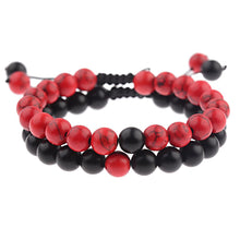 Load image into Gallery viewer, 2pcs/set 8MM Red Black Natural Stone Couple Braided Rope Bracelets Jewelry Gift
