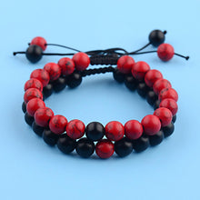 Load image into Gallery viewer, 2pcs/set 8MM Red Black Natural Stone Couple Braided Rope Bracelets Jewelry Gift
