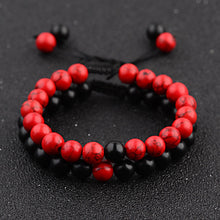 Load image into Gallery viewer, 2pcs/set 8MM Red Black Natural Stone Couple Braided Rope Bracelets Jewelry Gift
