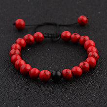 Load image into Gallery viewer, 2pcs/set 8MM Red Black Natural Stone Couple Braided Rope Bracelets Jewelry Gift
