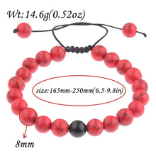 Load image into Gallery viewer, 2pcs/set 8MM Red Black Natural Stone Couple Braided Rope Bracelets Jewelry Gift
