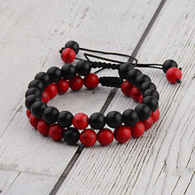 Load image into Gallery viewer, 2pcs/set 8MM Red Black Natural Stone Couple Braided Rope Bracelets Jewelry Gift
