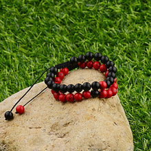 Load image into Gallery viewer, 2pcs/set 8MM Red Black Natural Stone Couple Braided Rope Bracelets Jewelry Gift
