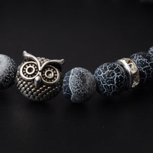 Load image into Gallery viewer, 8MM Mens Spot Natural Lava Stone Gold Silver Owl Beaded Charm Bracelets 2020 New
