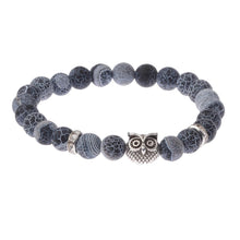 Load image into Gallery viewer, 8MM Mens Spot Natural Lava Stone Gold Silver Owl Beaded Charm Bracelets 2020 New
