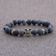 Load image into Gallery viewer, 8MM Mens Spot Natural Lava Stone Gold Silver Owl Beaded Charm Bracelets 2020 New
