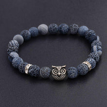 Load image into Gallery viewer, 8MM Mens Spot Natural Lava Stone Gold Silver Owl Beaded Charm Bracelets 2020 New
