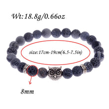 Load image into Gallery viewer, 8MM Mens Spot Natural Lava Stone Gold Silver Owl Beaded Charm Bracelets 2020 New
