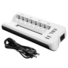 Load image into Gallery viewer, 8-Slots Battery Charger for AA AAA NIMH NICD Rechargeable Batteries + Dual USB
