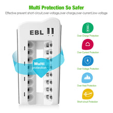 Load image into Gallery viewer, 8-Slots Battery Charger for AA AAA NIMH NICD Rechargeable Batteries + Dual USB
