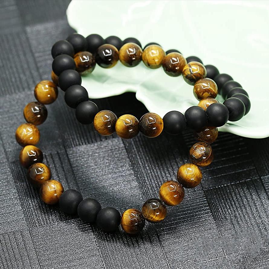 8mm Natural Onyx Stone Beads Tiger Eye Beads Healing Bracelet Women Men Jewelry