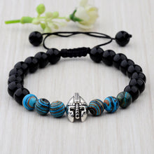 Load image into Gallery viewer, 8mm Natural Stone Spartan Helmet Braided Macrame Women&#39;s  Men&#39;s Bracelets Gift
