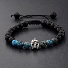 Load image into Gallery viewer, 8mm Natural Stone Spartan Helmet Braided Macrame Women&#39;s  Men&#39;s Bracelets Gift
