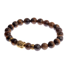 Load image into Gallery viewer, 8mm Natural Tiger Eye Beads Buddha Head Women Men Yoga energy Bracelets Jewelry
