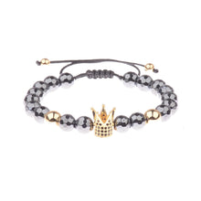 Load image into Gallery viewer, CZ King Crown Natural Stone Women Men&#39;s Adjustable Bracelets Charm Jewelry Gift
