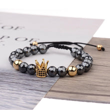 Load image into Gallery viewer, CZ King Crown Natural Stone Women Men&#39;s Adjustable Bracelets Charm Jewelry Gift
