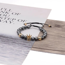 Load image into Gallery viewer, CZ King Crown Natural Stone Women Men&#39;s Adjustable Bracelets Charm Jewelry Gift
