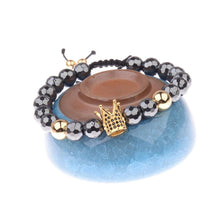 Load image into Gallery viewer, CZ King Crown Natural Stone Women Men&#39;s Adjustable Bracelets Charm Jewelry Gift

