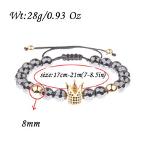 Load image into Gallery viewer, CZ King Crown Natural Stone Women Men&#39;s Adjustable Bracelets Charm Jewelry Gift
