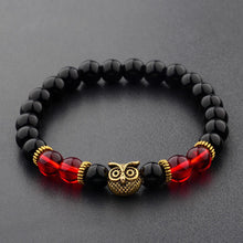 Load image into Gallery viewer, Charm Men&#39;s Women&#39; s Natural Stone Gold Owl 8MM Beads Bracelets jewelry Gift
