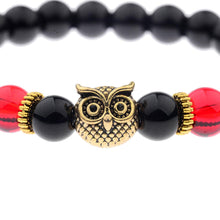 Load image into Gallery viewer, Charm Men&#39;s Women&#39; s Natural Stone Gold Owl 8MM Beads Bracelets jewelry Gift
