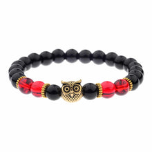 Load image into Gallery viewer, Charm Men&#39;s Women&#39; s Natural Stone Gold Owl 8MM Beads Bracelets jewelry Gift

