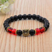 Load image into Gallery viewer, Charm Men&#39;s Women&#39; s Natural Stone Gold Owl 8MM Beads Bracelets jewelry Gift
