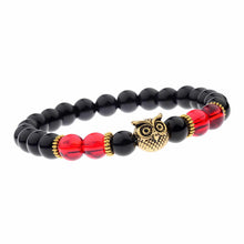 Load image into Gallery viewer, Charm Men&#39;s Women&#39; s Natural Stone Gold Owl 8MM Beads Bracelets jewelry Gift
