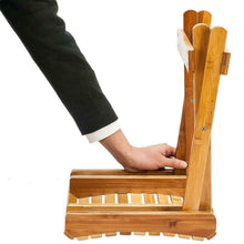 Load image into Gallery viewer, Durable Anti-Slip Bamboo Bath Stool Seat w/ Storage Shelf For Kids Safety Wood
