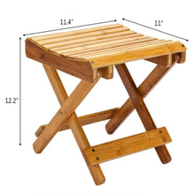 Load image into Gallery viewer, Durable Anti-Slip Bamboo Bath Stool Seat w/ Storage Shelf For Kids Safety Wood
