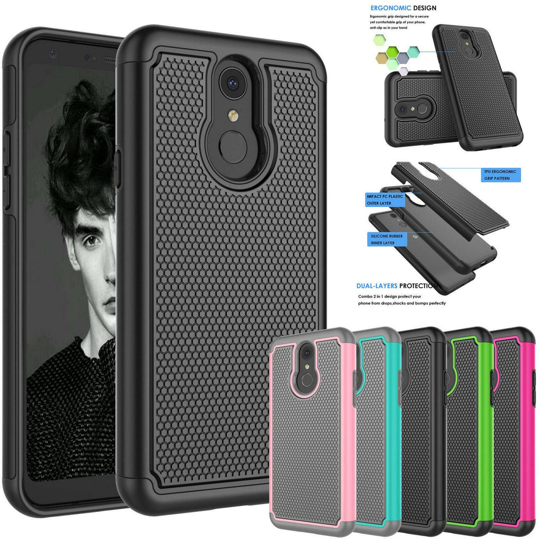 For LG Q7 Q7+ Q7 Alpha Shockproof Hybrid Hard Rugged Hard Armor Back Case Cover