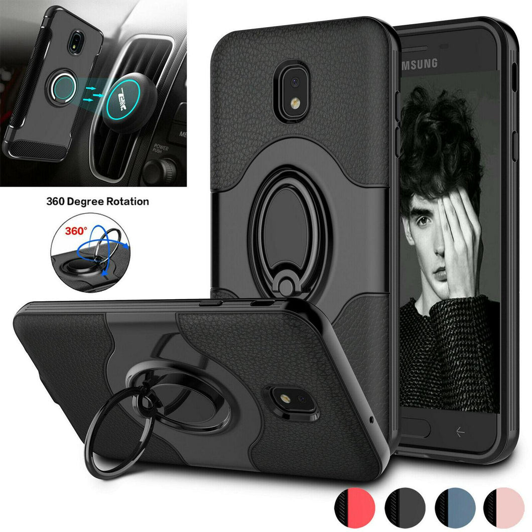 For Samsung Galaxy J7 V 2018/Crown/Refine/Star Ring Stand Case Cover +Car Holder