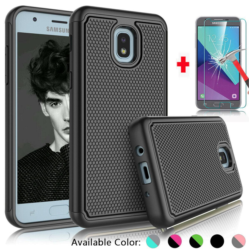 For Samsung Galaxy J3 V 2018 Orbit / Star Case Cover with Glass Screen Protector