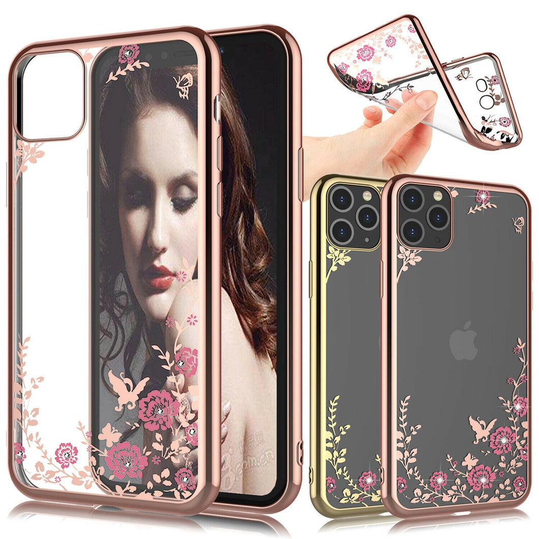 For iPhone 11,11 Pro, Xs Max, XR Crystal Clear Case Glitter Soft TPU Slim Cover