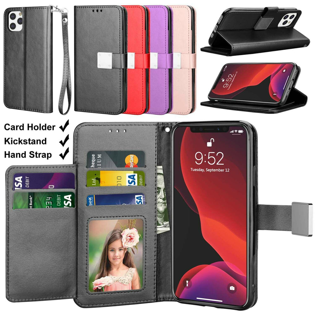 For iphone 11,11 Pro Max Flip Leather Wallet Case Card Holder Kickstand Cover