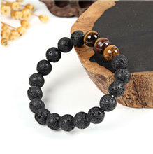 Load image into Gallery viewer, Men 12MM Natural Lava Stone Tiger Eye Beaded Diffuser Bracelets Charm Jewelry
